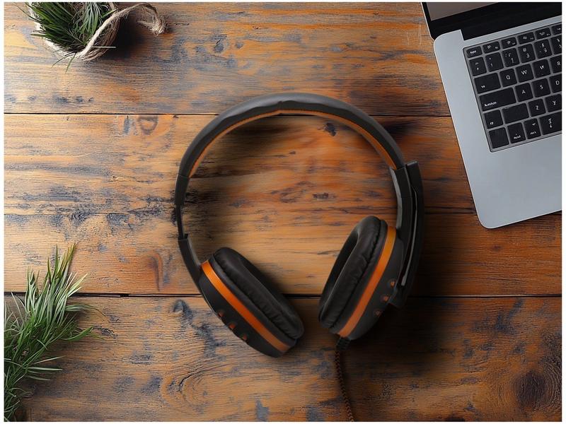 Headset Gamer Oex Game Action com Microfone HS-200 Preto/Laranja