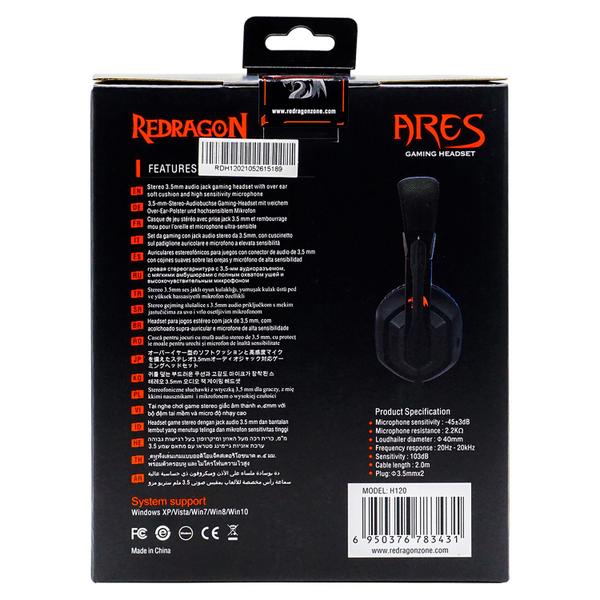 Imagem de Headset Gamer Redragon Ares H120 P2 / Adaptador 3.5MM - Preto