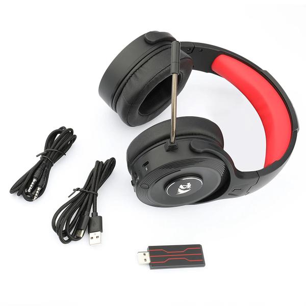 Imagem de Headset Gamer Redragon Pelops H818 Wireless / 2.4GHZ / com Transmissor USB- Preto e Vermelho