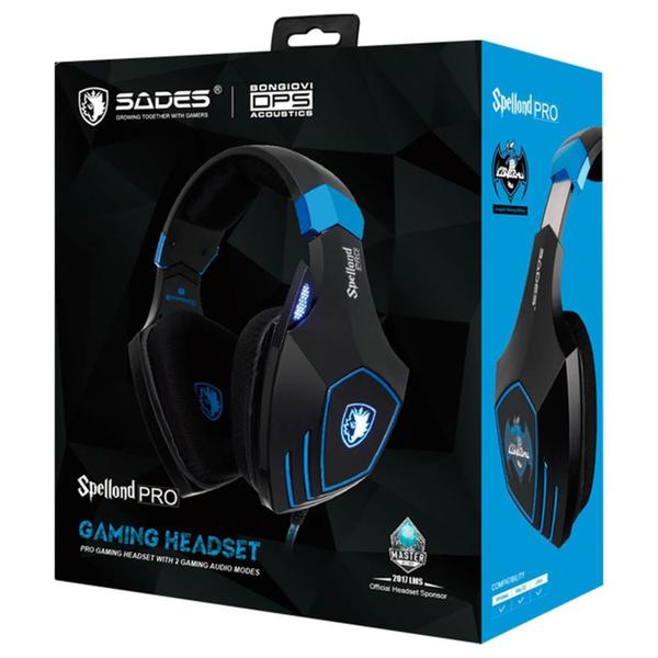 Imagem de Headset Gamer Sades Spellond Pro - Preto/Azul