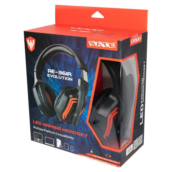 Imagem de Headset Gamer Satellite AE-361R - com Fio - Driver 40MM - Preto e Vermelho