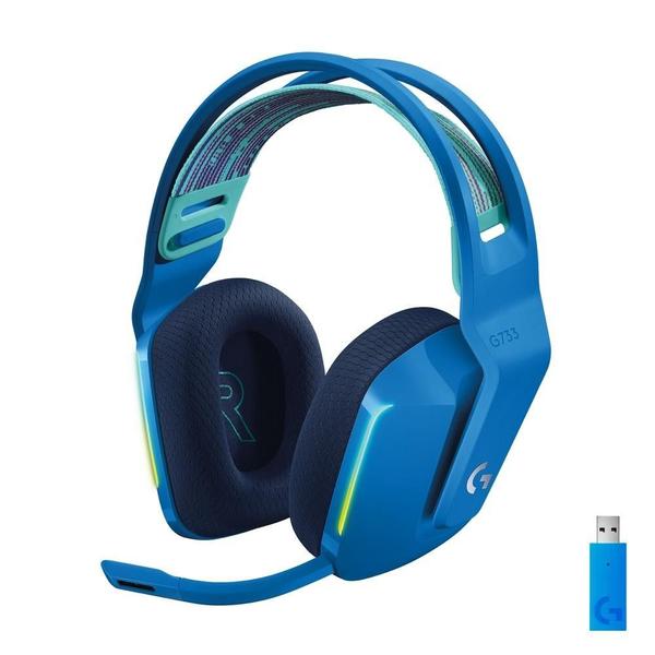 Imagem de Headset Gamer Sem Fio Logitech G733 7.1 Dolby Surround RGB com Blue Voice para PC e PlayStation Azul