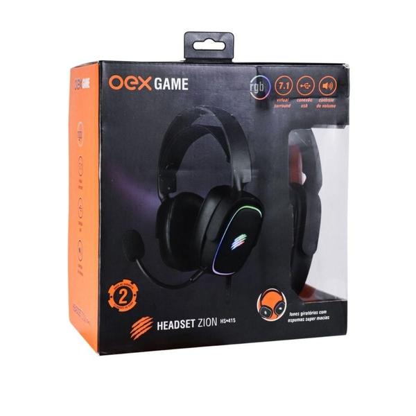 Imagem de Headset Gamer Zion Virtual Surround 7.1 Oexgame Led Rainbow Preto