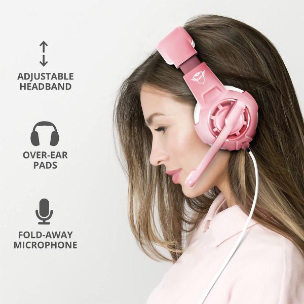 Imagem de Headset Gaming GXT Radius com Fio Microfone Ajustável e Som Potente Trust GXT-310P Pink