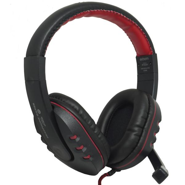 Imagem de Headset Headphone Gamer Fone Ouvido P2 Super Bass com Microfone Pc Jogo Preto Vermelho Exbom HF-G230