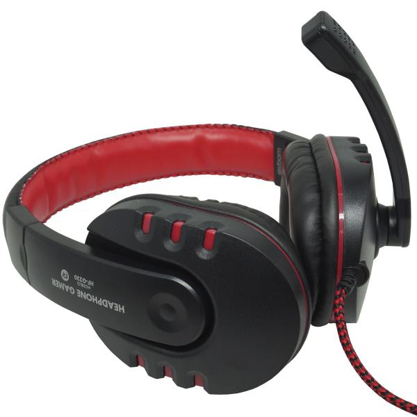 Imagem de Headset Headphone Gamer Fone Ouvido P2 Super Bass com Microfone Pc Jogo Preto Vermelho Exbom HF-G230