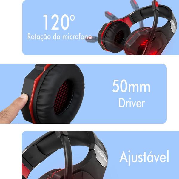 Imagem de Headset Headphone Gamer Para Celular Pc Conector P2 Led Pro