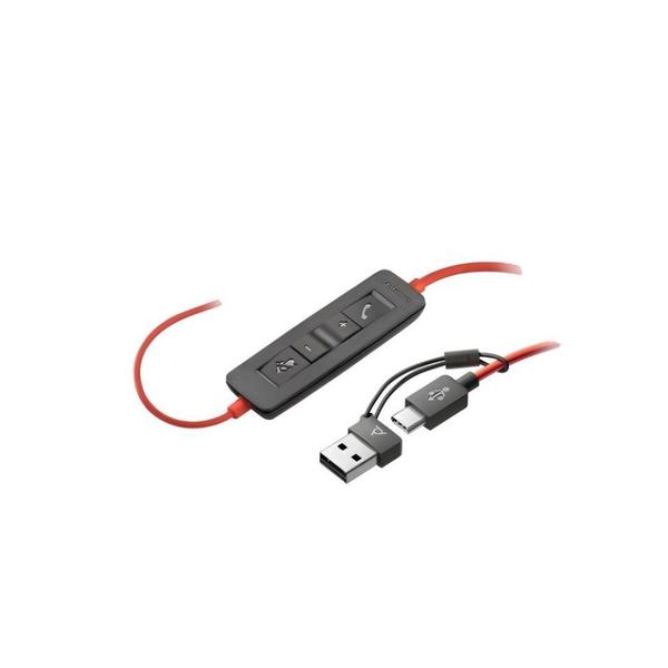 Imagem de Headset HP Poly Blackwire 3210 monoaural USB-C + USBC A adapter - 8X214A6