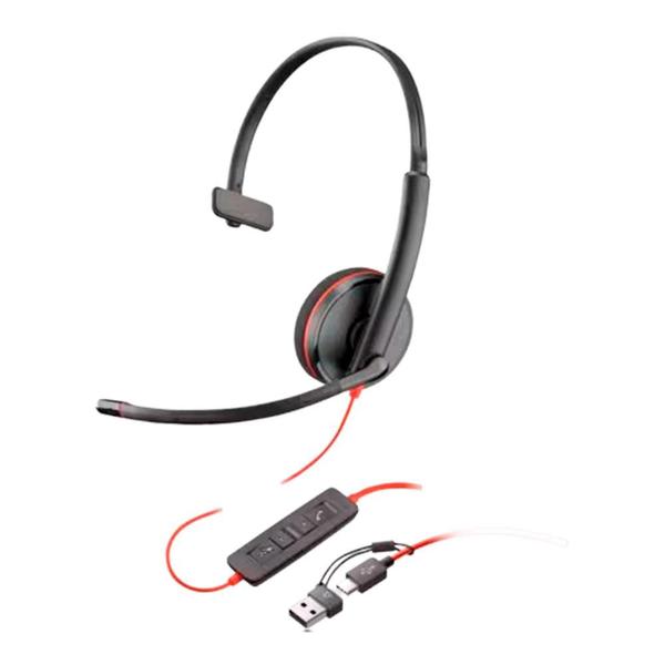 Imagem de Headset HP Poly Blackwire 3210, USB-A, USB-C, Preto - 8X214A6