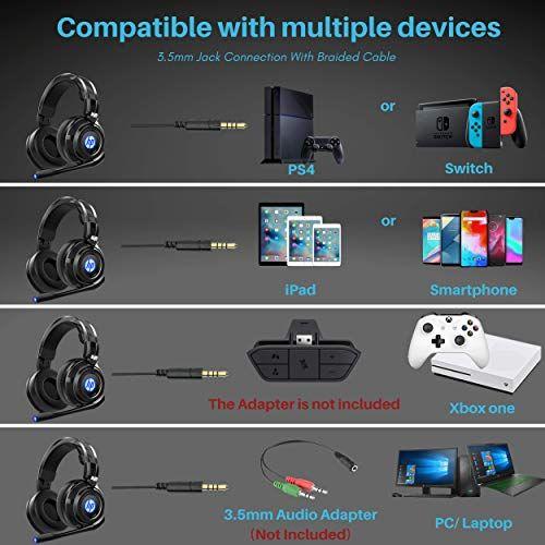 Imagem de Headset hp wired stereo gaming com microfone, para PS4, Xbox One, Nintendo Switch, PC, Mac, Laptop, Over Ear Fones de Ouvido PS4 Fone de ouvido Xbox One Headset e LED Light