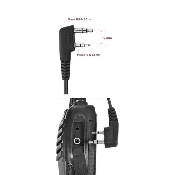 Imagem de Headset Kenwood Baofeng UV-5R com Tubo de Ar e PTT - Fones de Ouvido para Rádio de 2 Pinos