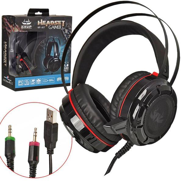 Imagem de Headset KP-417 Gamer 7.1 USB P2 PC e Gamers Bass Vibration Com Fio - Knup