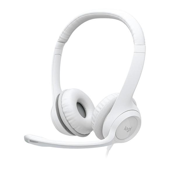 Imagem de Headset Logitech H390, USB, com Almofadas, Controles de Áudio Integrado, Microfone com Redução de Ruído, Branco - 981-001285