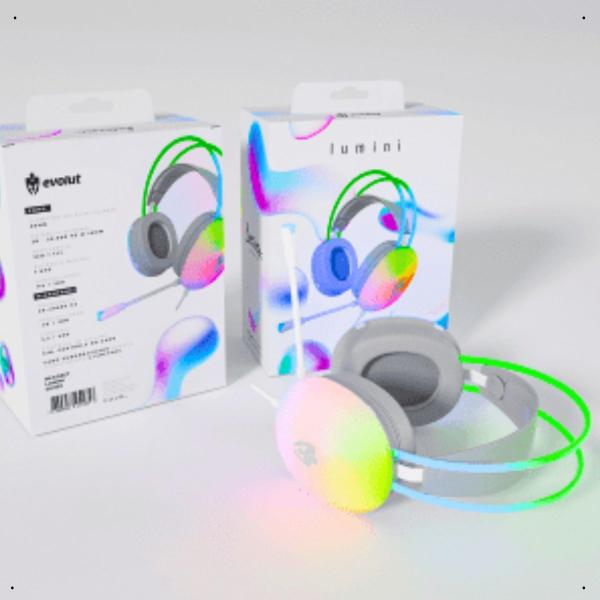 Imagem de Headset Lumini Gamer Transparente Led Raimbow C/ Microfone