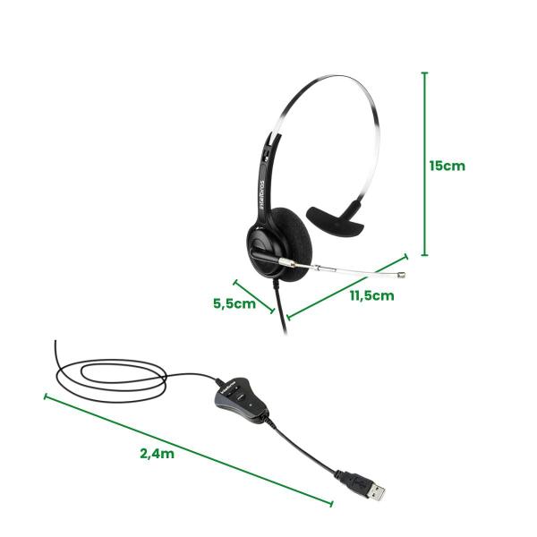 Imagem de Headset Monoauricular THS 40 USB Intelbras - 10 unidades