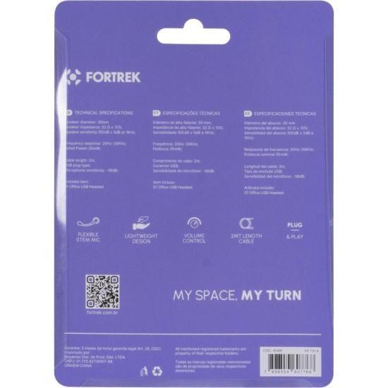 Imagem de Headset Office Fortrek FK 731A USB Preto