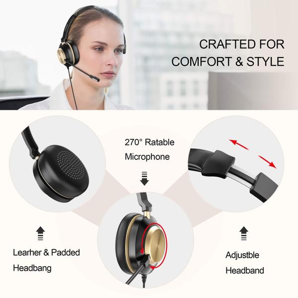 Imagem de Headset Office p/ computador c/ Conector USB Premium confort - 5+