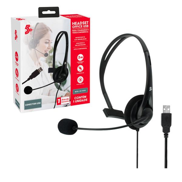 Imagem de Headset Office Pc Notebook Usb Tiara 5+