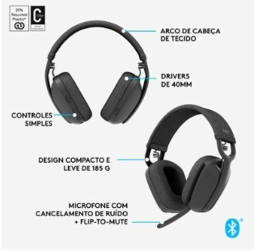 Imagem de Headset Sem Fio Logitech Zone Vibe 100  Cancelamento Ruído