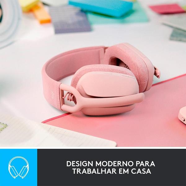 Imagem de Headset Sem Fio Logitech Zone Vibe 100, Drivers 40 mm, USB, Bluetooth, PC, Mobile, Rosa - 981-001223