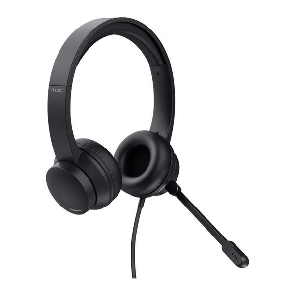 Imagem de Headset Trust Ayda, Para PC, USB, com microfone embutido, controle de volume e mute, Preto - 25088