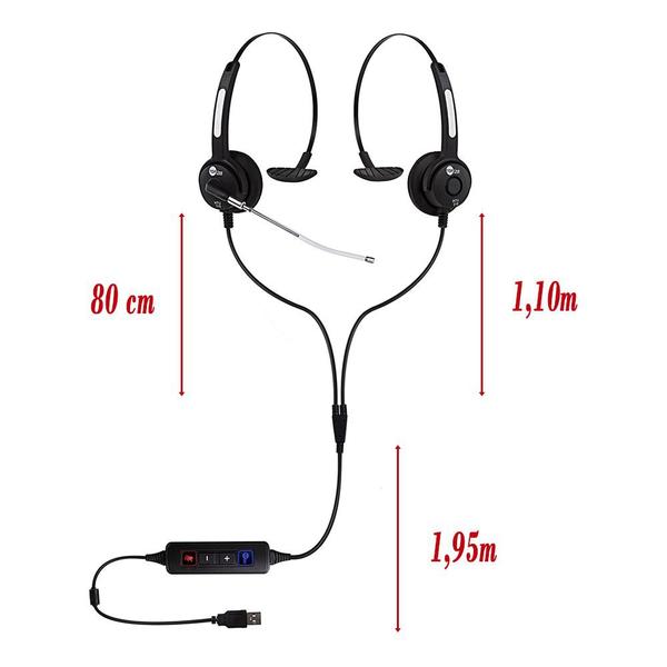 Imagem de Headset USB HTU-310 KIT De Monitoramento Call Center Help Desk Top Use