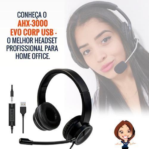 Imagem de Headset Usb/P3 Agem Ahx3000 Evo Biauricular Cabo Híbrido