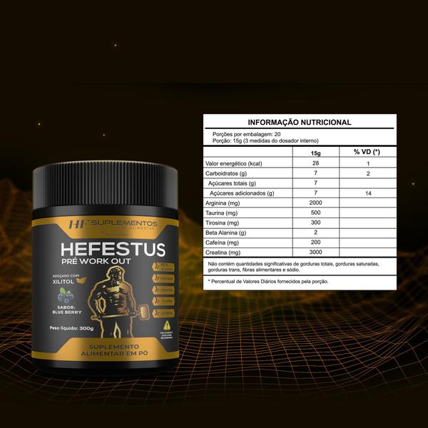 Imagem de Hefestus pre-workout 300g sabor  blueberry hf suplementos