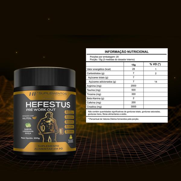 Hefestus Pre-Workout Sabor Limonada Suica Hf Suplementos - HF Suplements Imagem de Hefestus Pre-Workout Sabor Limonada Suica Hf Suplementos