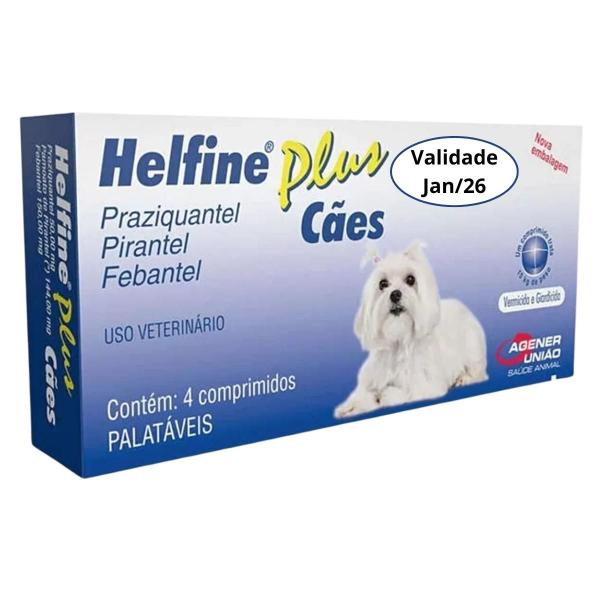 Imagem de Helfine Plus Vermífugo Para Cães 4 Comprimidos Agener União