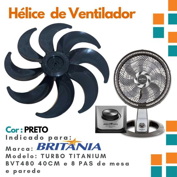 Imagem de Hélice de Ventilador Britania 8pas 40cm Turbo Titaniu BVT480