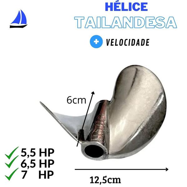 Imagem de Hélice Tailandesa Motor Rabeta 5,5 6,5 7hp Barco Pesca