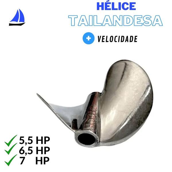 Imagem de Hélice Tailandesa motor rabeta ftx 5.5 6,5 E 7 Hp Alumínio