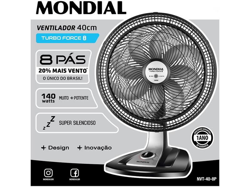 Imagem de Hélice Ventilador Mondial 40cm 8 Pas Nvt40 Cinza Original