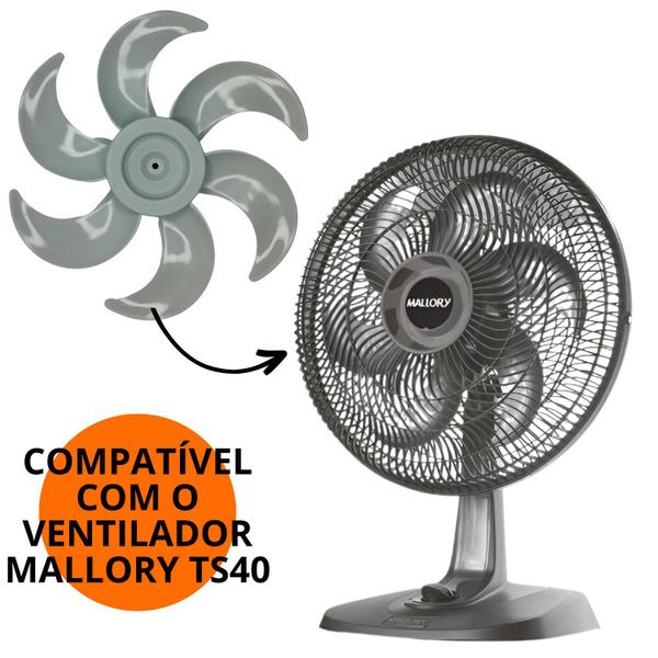 Imagem de Hélice Ventilador Plástico Reforçado Modelo Mallory Turbo SIlence 40cm Cinza 6 Pás Aerodinâmicas