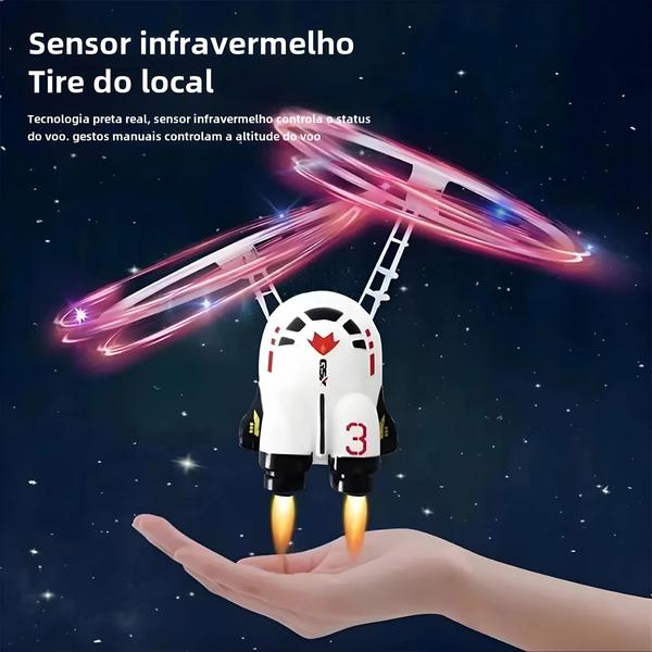 Imagem de Helicóptero Mini Astronauta para Crianças - Voo Automático com Indução Infravermelha