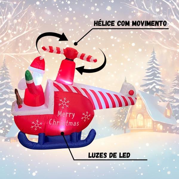 Imagem de Helicóptero Papai Noel Inflável Luz Decoração Natalina 1,90M