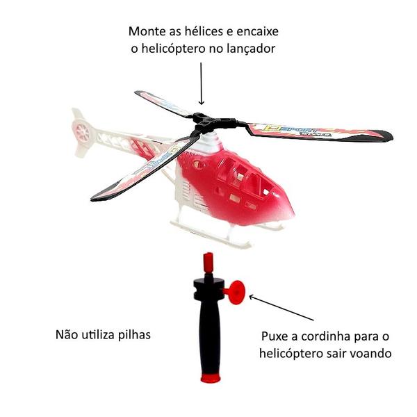 Imagem de Helicóptero que Voa a Corda de Brinquedo Infantil Presente para Meninos