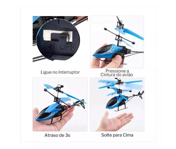 Imagem de Helicóptero Sensor Mão Indução Bateria Recarregável Voa Verdade