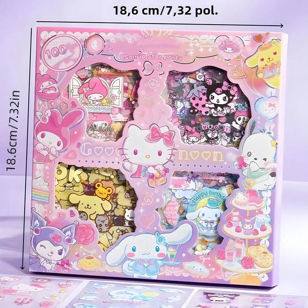 Imagem de Hello Kitty Cinnamoroll Melody Kuromi Adesivos PET À Prova D'água 100 Páginas Caixa De Presente