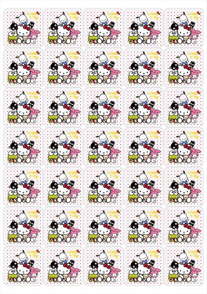 Imagem de Hello Kitty e Amigos 35 Adesivos de 3,5 cm Caixinha 4 x 4 cm