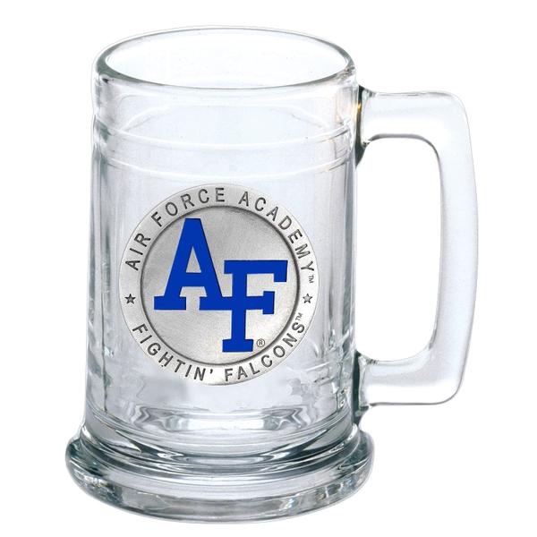 Imagem de Heritage Pewter US AIR FORCE ACADEMY Beer Stein Glass  15 onças de vidro de cerveja estilo alemão  Estanho de metal intrincadamente trabalhado Alma Mater Inlay