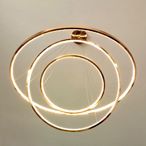 Imagem de Hevvy Pendente 3 Aneis LED 58w 3000k Sl 0515/h3 Aro Dourado