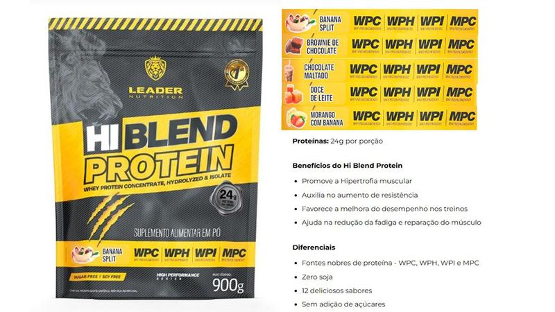 Imagem de Hi Blend Protein 900g 24g Proteina Leader Nutrition - 0 Soja