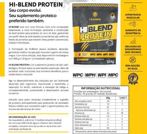 Imagem de Hi Blend Protein 900g 24g Proteina Leader Nutrition - 0 Soja