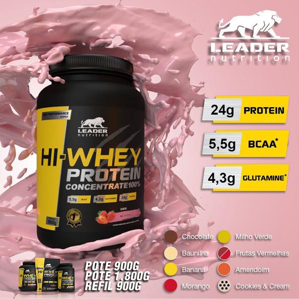 Hi Whey Protein Concentrado Refil 900g Banana - Leader Nutrition Imagem de Hi Whey Protein Concentrado Refil 900g Banana - Leader Nutrition