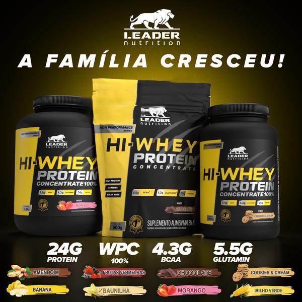 Hi Whey Protein Concentrado Refil 900g Banana - Leader Nutrition Imagem de Hi Whey Protein Concentrado Refil 900g Banana - Leader Nutrition