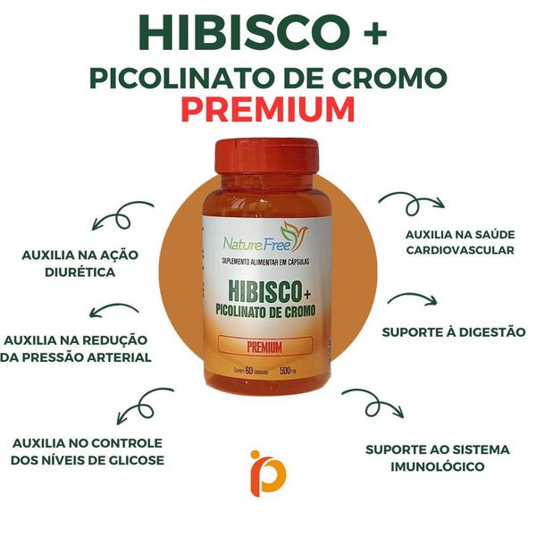 Imagem de Hibisco + Picolinato De Cromo Premium 60 Cápsulas 500mg