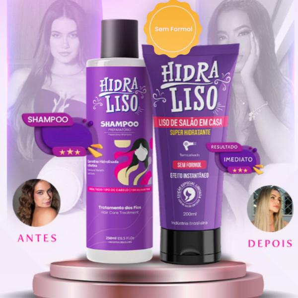 Imagem de Hidraliso Super Hidratante Alisante de Chuveiro 200ml - Hidraliso Shampoo Preparatório 250ml