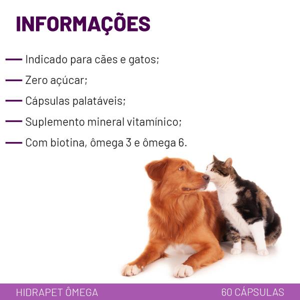 Imagem de Hidrapet Ômega Suplemento Vitamínico Para Cães e Gatos 60cps